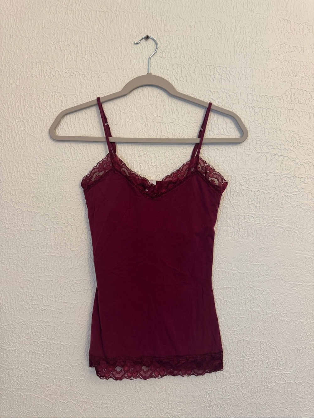 No Boundaries Burgundy Lace-Trim Cami